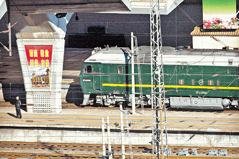 金正恩上月乘火車訪問北京。 金正恩上月乘火車訪問北京。