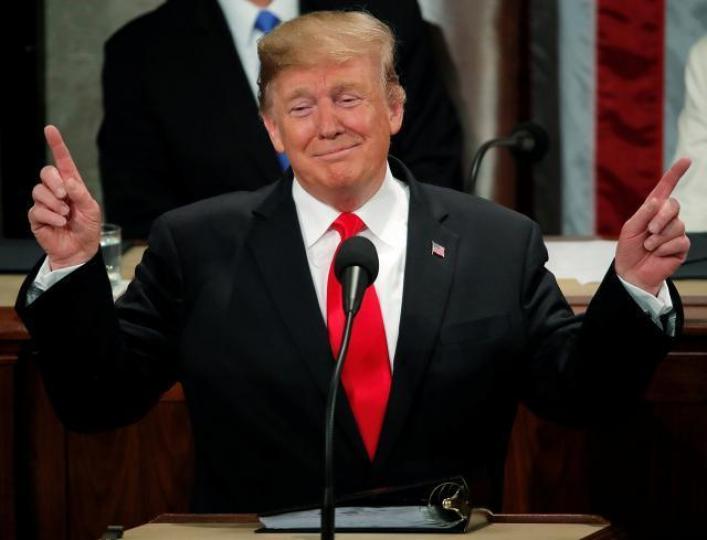 特朗普正很努力尋找連任的新籌碼，包括中美談判、與金正恩再會晤、汽車入口關稅等，這些都對股市有利。　資料圖片