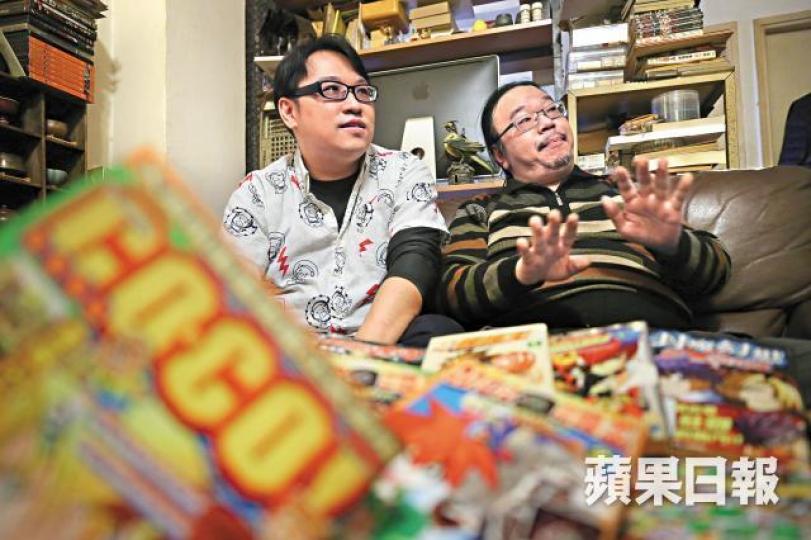 漫畫家方米高（左）和力奇（右）不約而同坦言自己好好彩。力奇最受歡迎的原創漫畫《封魔幻想》。方米高在《LUCKY》（右）內連載的《Battle Spirit》漫畫，獨立發行單行本（左）。