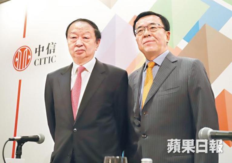 中信董事長常振明(左)強調公司資產價值被低估。譚德潤攝 中信董事長常振明(左)強調公司資產價值被低估。譚德潤攝