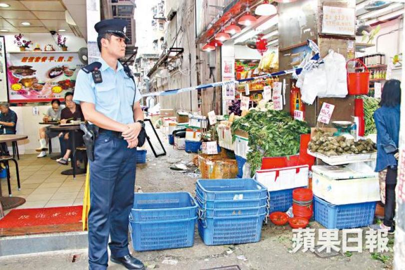 警員封鎖現場防止有人走近。詹家志攝 警員封鎖現場防止有人走近。詹家志攝