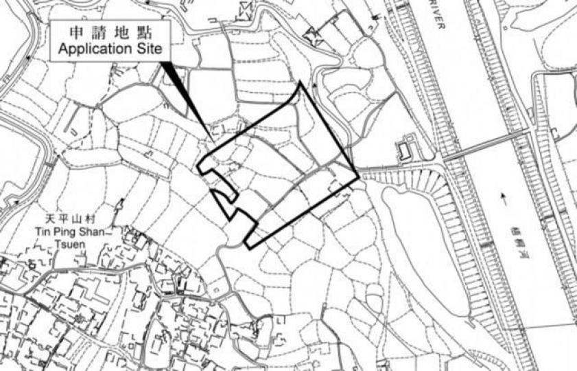 新地就粉嶺天平山村以北的一幅土地向城規會申請放寬地積比率。 新地就粉嶺天平山村以北的一幅土地向城規會申請放寬地積比率。