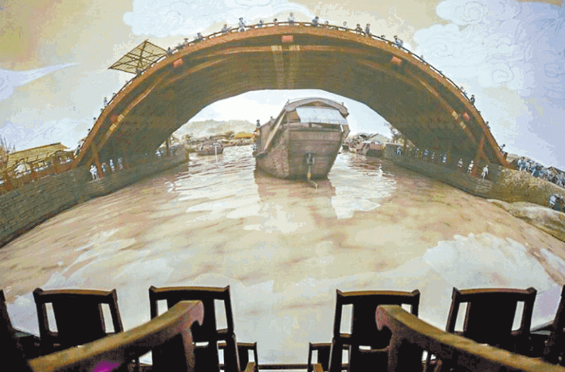 《清明上河圖3.0》去年在京展出；圖為當時影院的設計圖。
