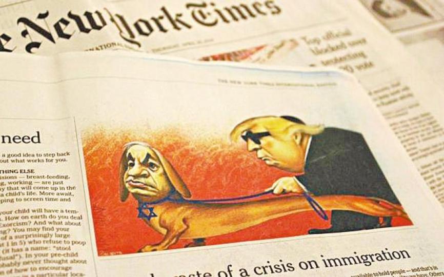 國際版《紐時》4月刊登的漫畫被指反猶。
