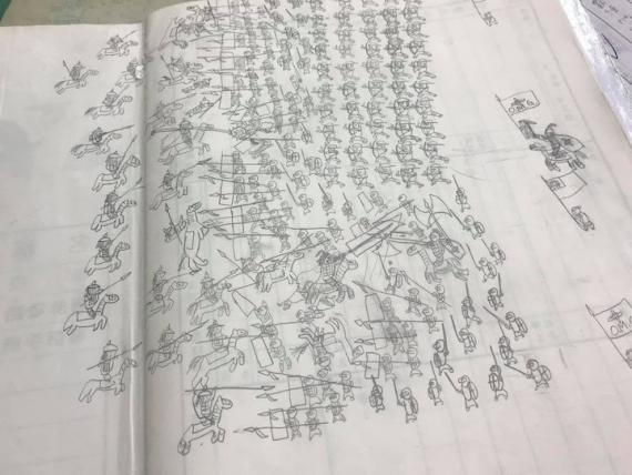 小6生聯絡簿畫「千軍萬馬對戰圖」精美到不行...