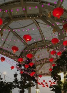 大紅燈籠
紅色代表喜慶，一串串大紅燈籠高高掛，充滿節日氣氛。...